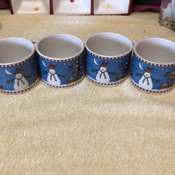 DEBBIE MUMM - Set of (4) 12 oz. SNOWMAN MUG SET Ceramic Christmas Mugs 2… - Picture 3 of 5